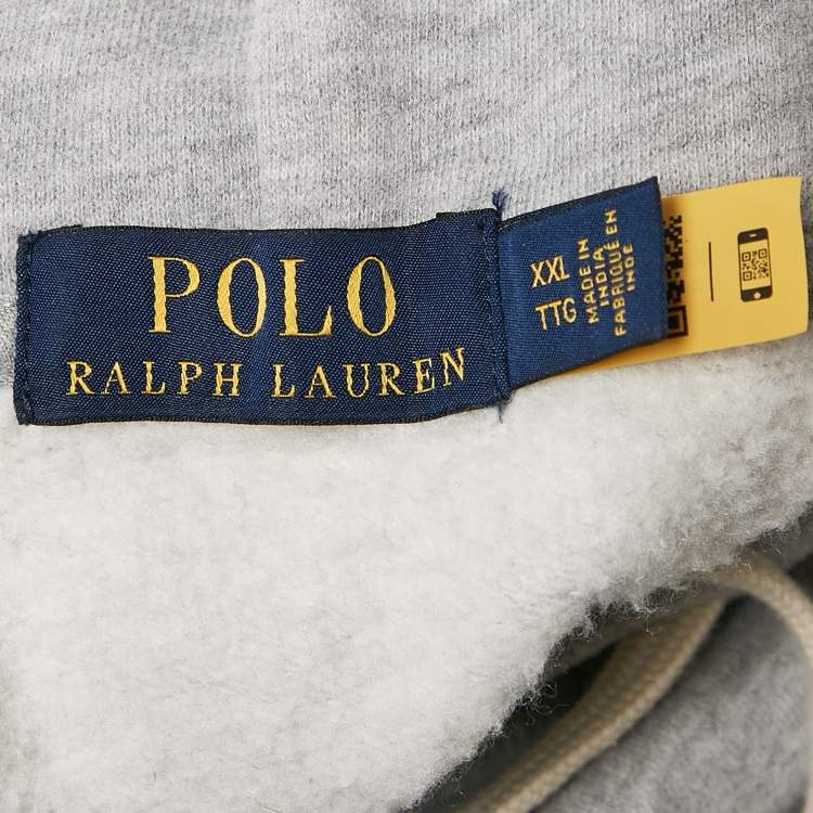 Pre Owned Polo Ralph Lauren Grey Cotton Blend Knit Hoodie XXL