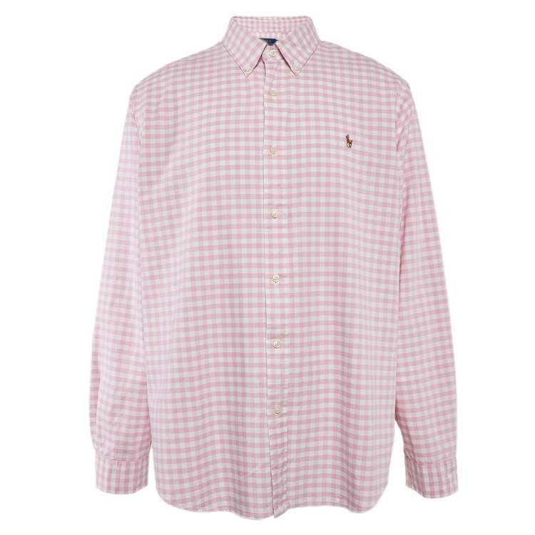 Pre Owned Polo Ralph Lauren Pink Gingham Cotton Button Down Shirt XXL