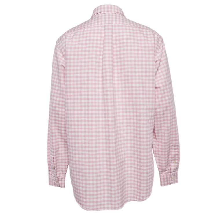 Pre Owned Polo Ralph Lauren Pink Gingham Cotton Button Down Shirt XXL