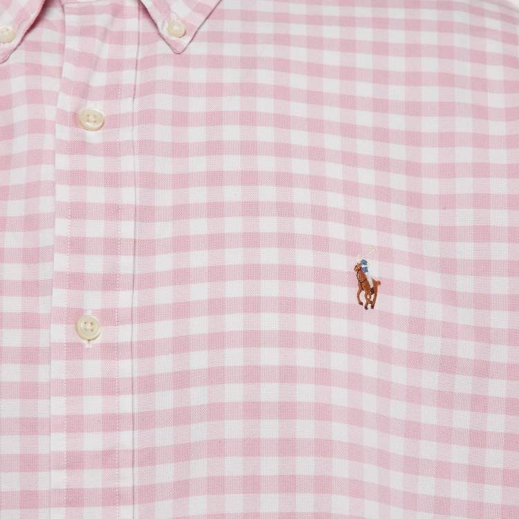 Pre Owned Polo Ralph Lauren Pink Gingham Cotton Button Down Shirt XXL