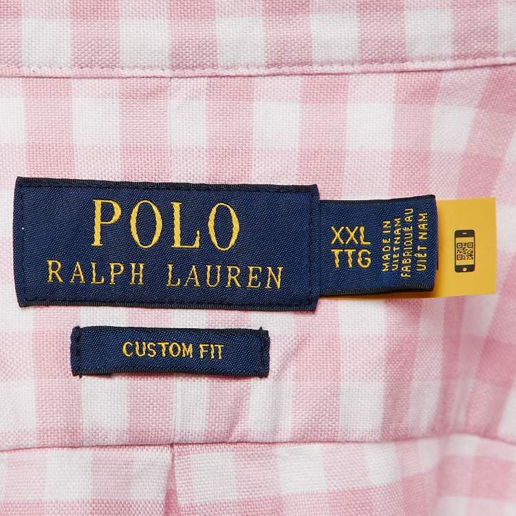 Pre Owned Polo Ralph Lauren Pink Gingham Cotton Button Down Shirt XXL