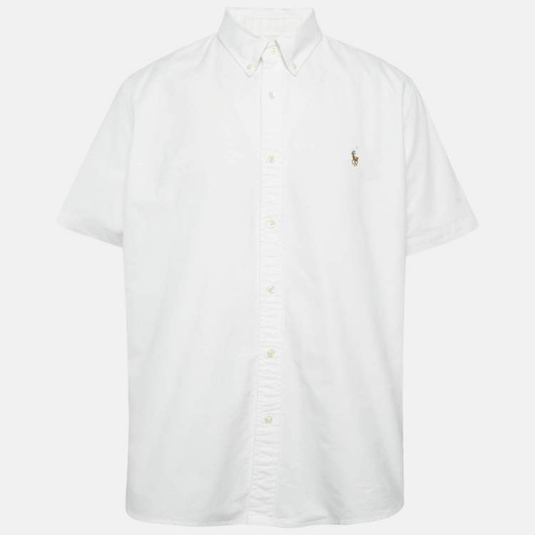 Pre Owned Polo Ralph Lauren White Cotton Half Sleeve Button Down Shirt XXL