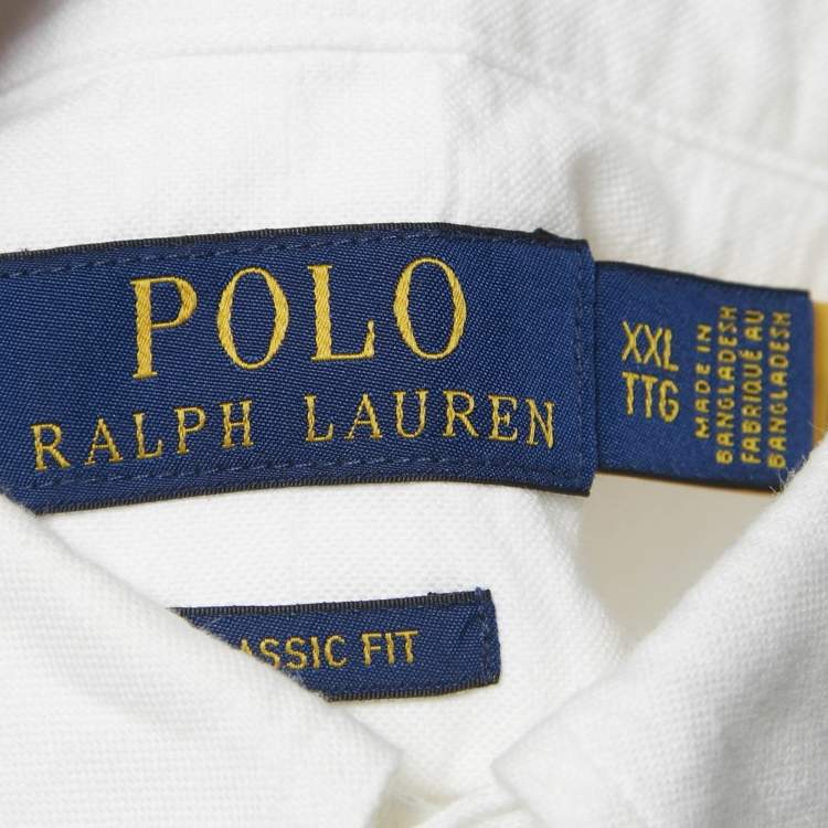 Pre Owned Polo Ralph Lauren White Cotton Half Sleeve Button Down Shirt XXL
