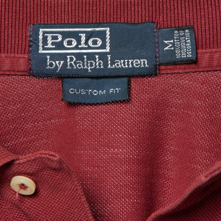 Pre Owned Polo Ralph Lauren Maroon Cotton Custom Fit Polo T-Shirt M