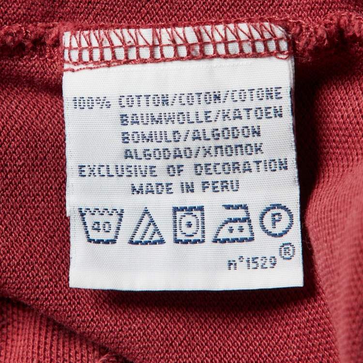Pre Owned Polo Ralph Lauren Maroon Cotton Custom Fit Polo T-Shirt M