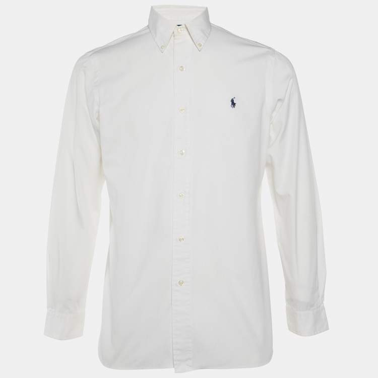 Pre Owned Polo Ralph Lauren White Cotton Button Down Shirt M