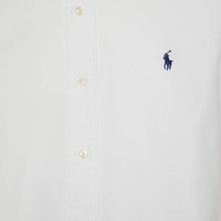 Pre Owned Polo Ralph Lauren White Cotton Button Down Shirt M