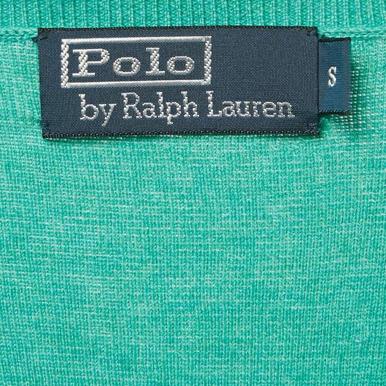 مملوكة مسبقًا Polo Ralph Lauren Green Cotton Knit V-Neck Sweater S