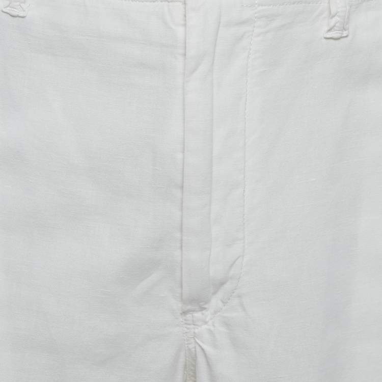 Pre Owned Polo Ralph Lauren White Linen and Cotton Shorts XXL