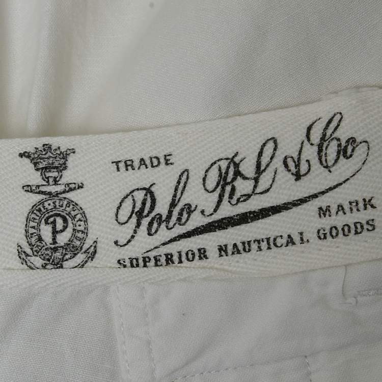 Pre Owned Polo Ralph Lauren White Linen and Cotton Shorts XXL