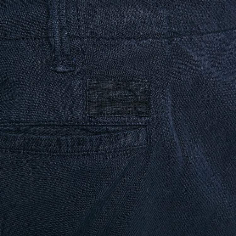 Pre Owned Polo Ralph Lauren Navy Blue Linen and Cotton Shorts XXXL