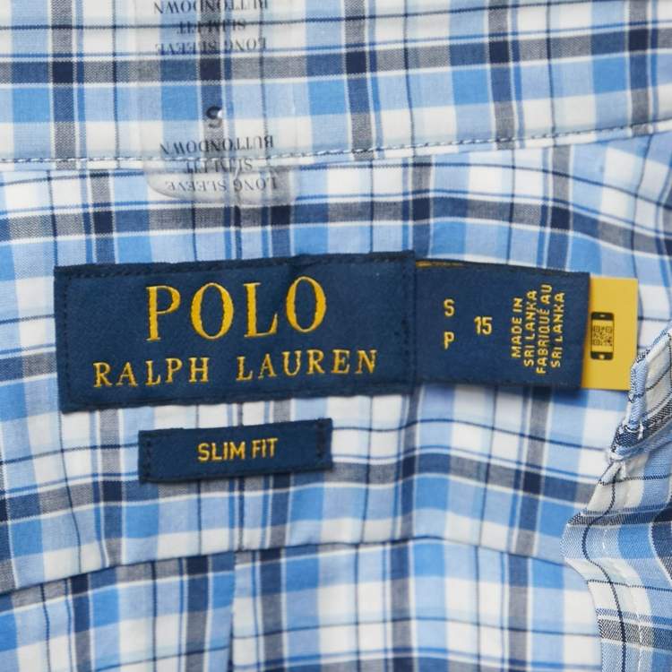 Pre Owned Polo Ralph Lauren Blue Check Stretch Cotton Shirt S