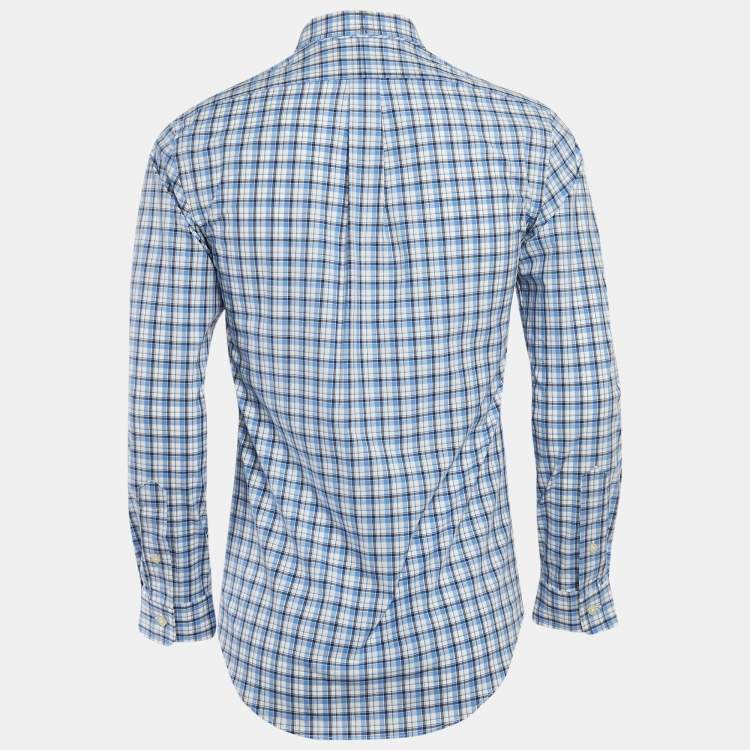 Pre Owned Polo Ralph Lauren Blue Check Stretch Cotton Shirt S