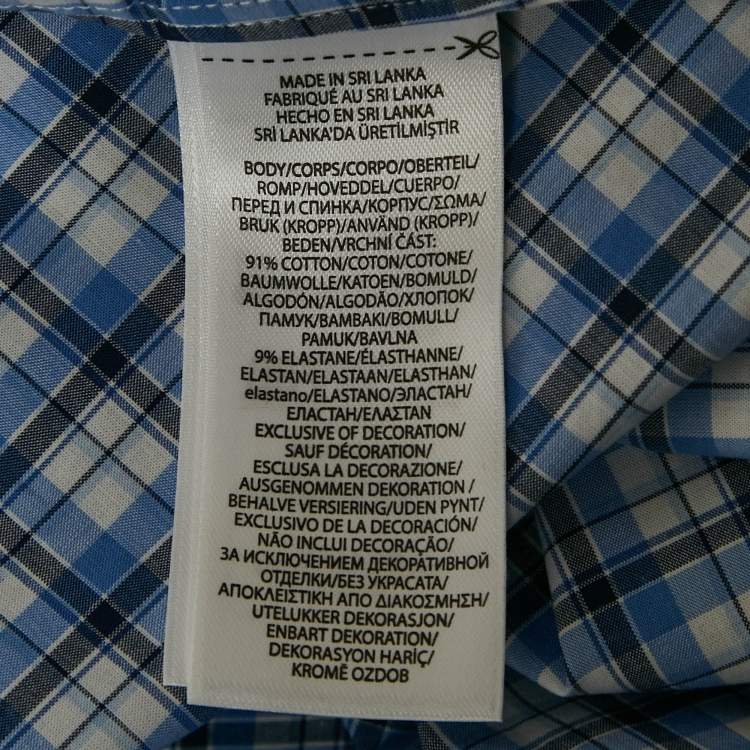 Pre Owned Polo Ralph Lauren Blue Check Stretch Cotton Shirt S