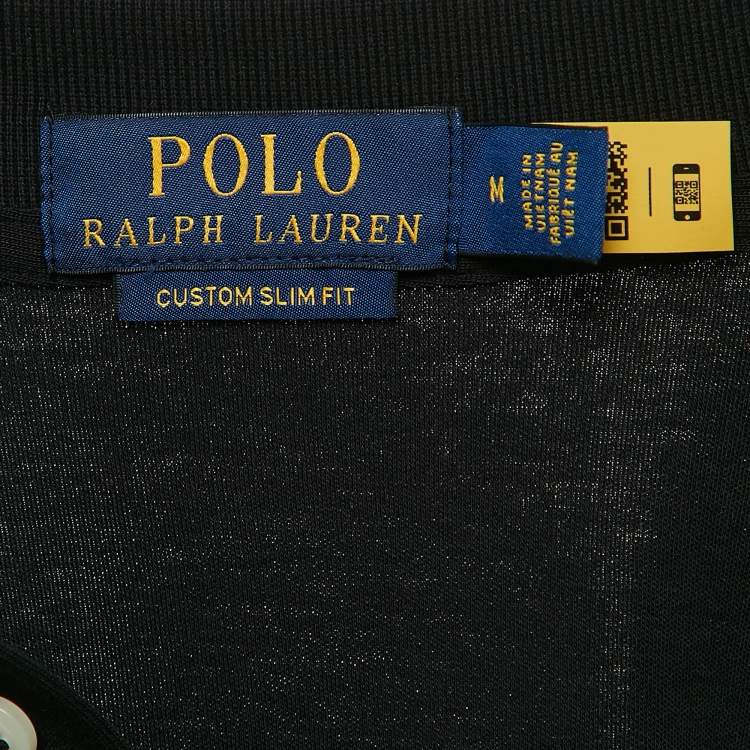 Pre Owned Polo Ralph Lauren Black Jersey Cotton Custom Fit Polo T-Shirt M