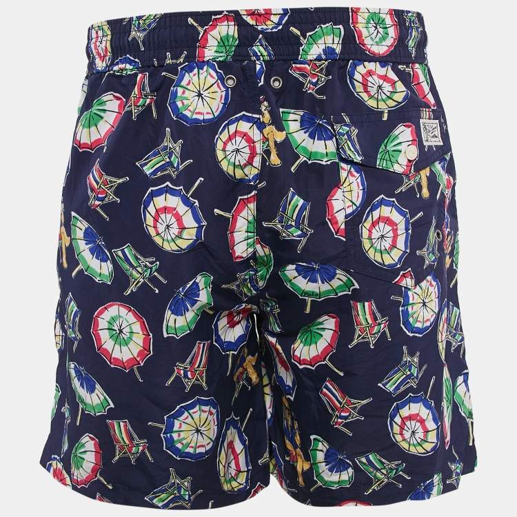 Pre Owned Polo Ralph Lauren Navy Blue Printed Swim Briefs L