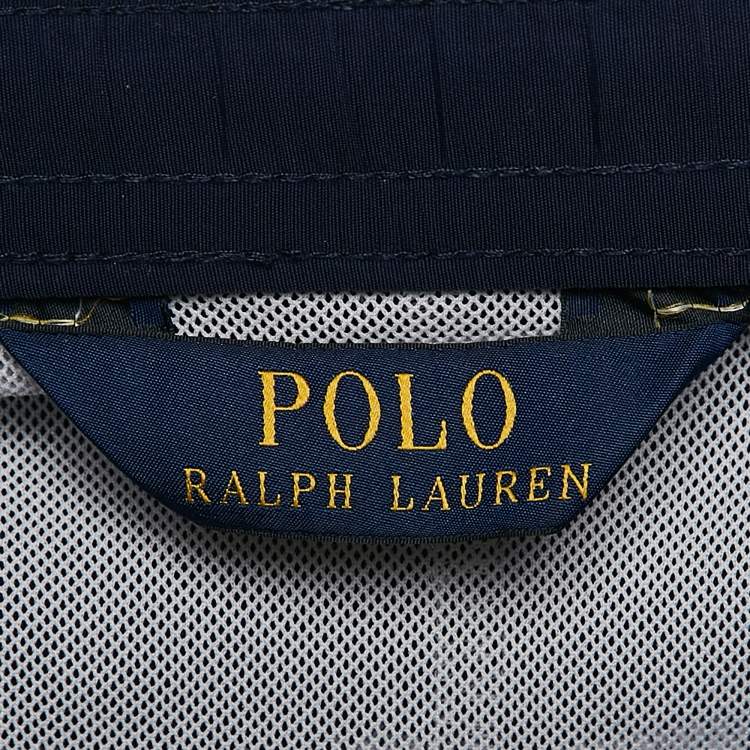 Pre Owned Polo Ralph Lauren Navy Blue Printed Nylon Swim Shorts S
