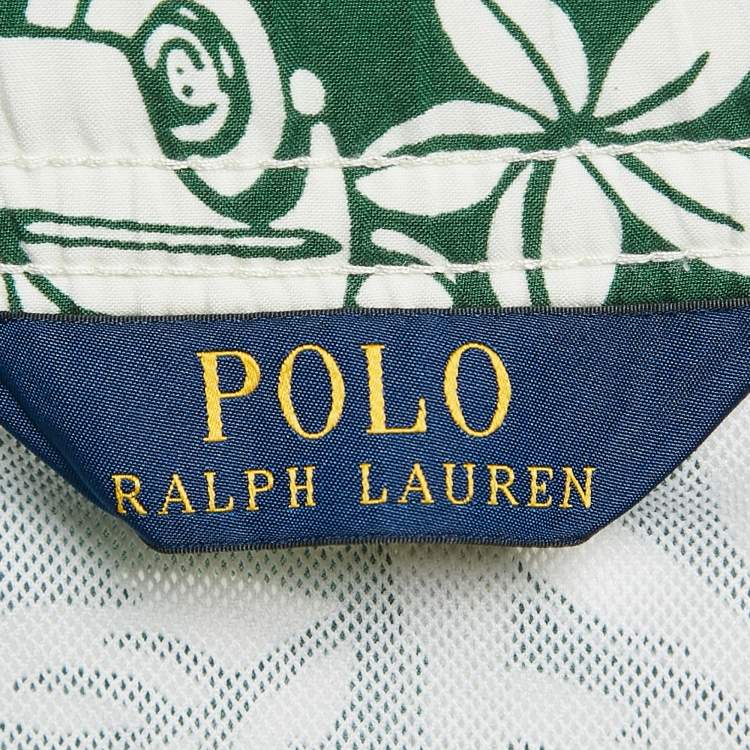 Pre Owned Polo Ralph Lauren Green Floral Print Synthetic Swim Shorts S