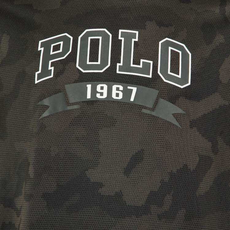 Pre Owned Polo Ralph Lauren Green Camouflage Polyester Crew Neck T-Shirt L
