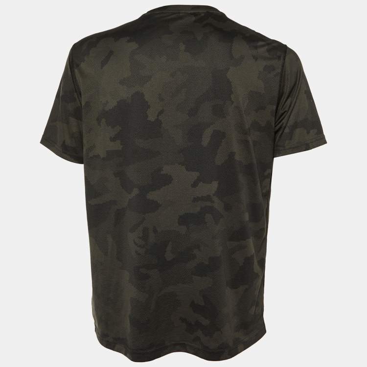 Pre Owned Polo Ralph Lauren Green Camouflage Polyester Crew Neck T-Shirt L