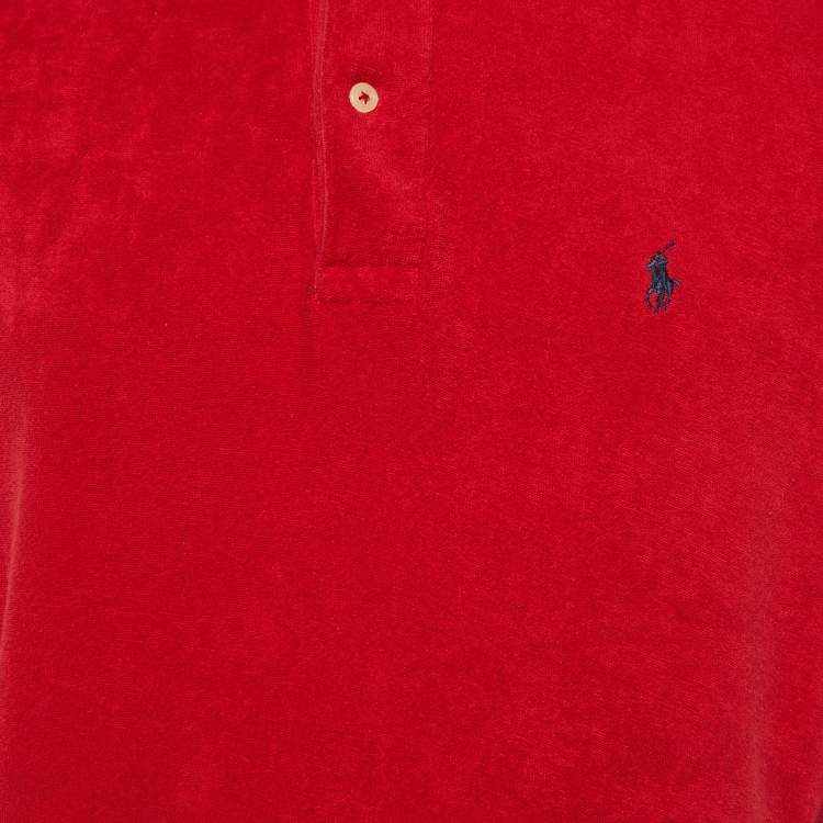 Pre Owned Polo Ralph Lauren Red Cotton Polo T-Shirt M