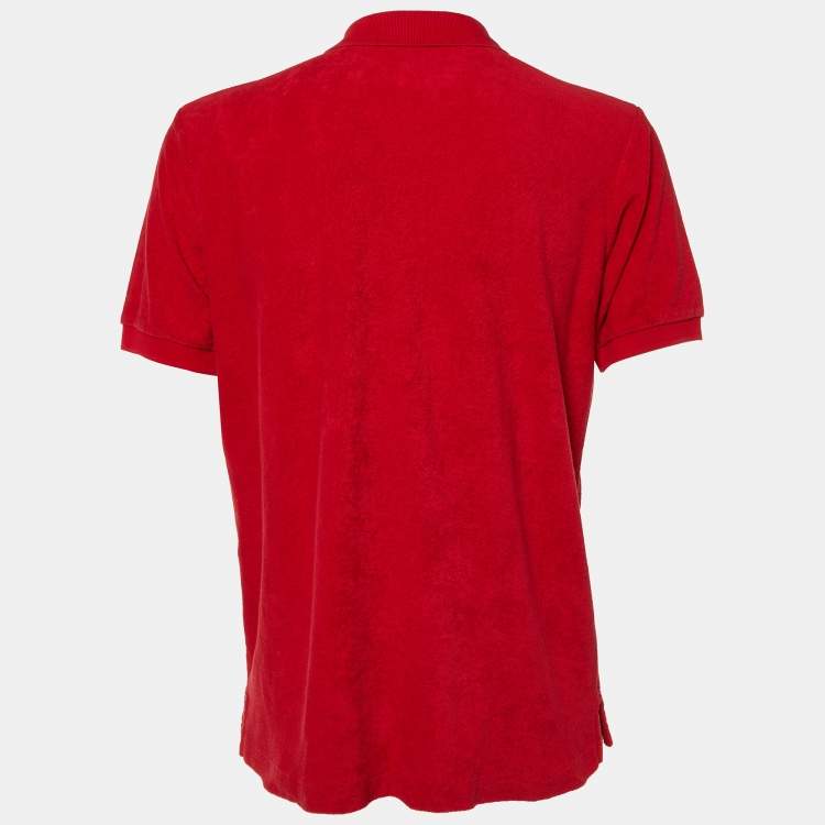 Pre Owned Polo Ralph Lauren Red Cotton Polo T-Shirt M