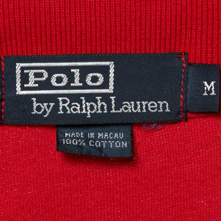 Pre Owned Polo Ralph Lauren Red Cotton Polo T-Shirt M