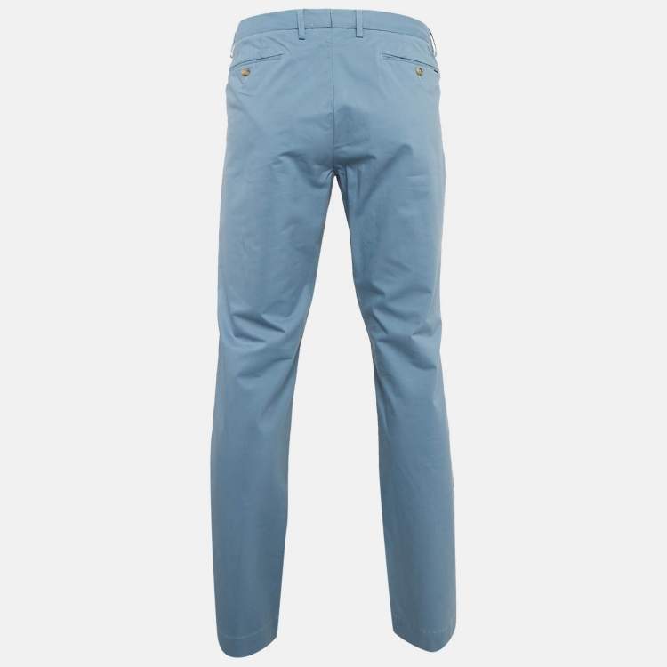 Pre Owned Polo Ralph Lauren Blue Gabardine Cotton Slim Stretch Pants XL