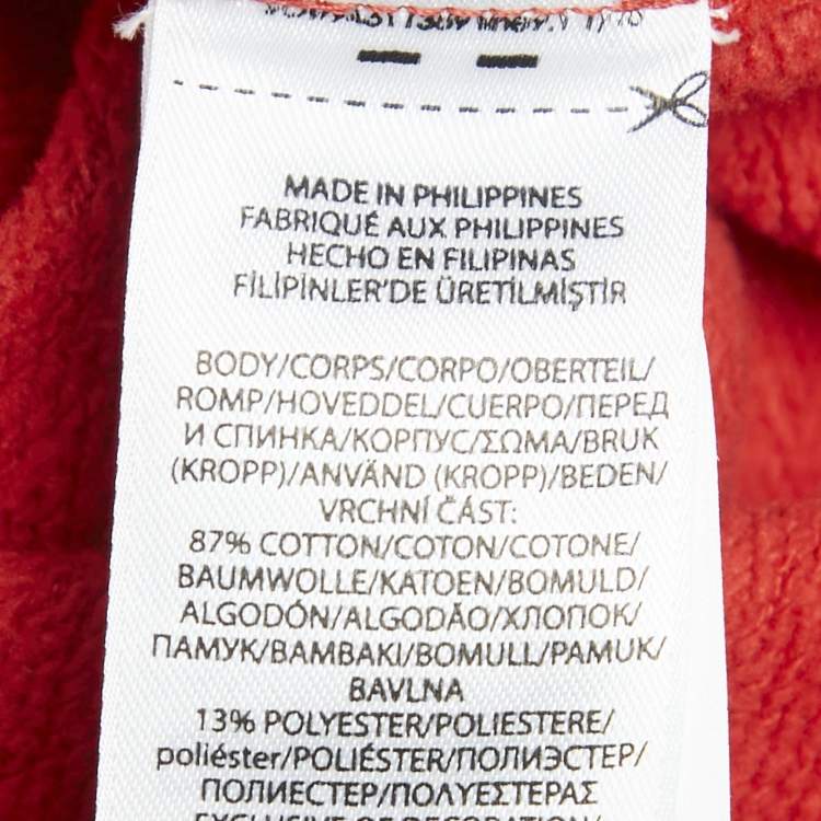 Pre Owned Polo Ralph Lauren Red Printed Vintage Fit Crew Neck Sweatshirt M
