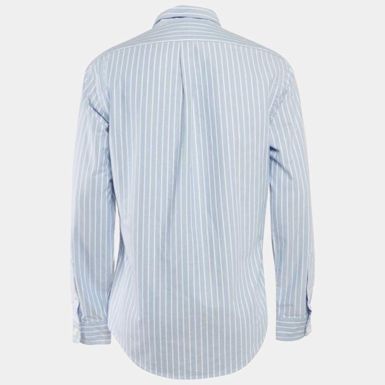 Pre Owned Polo Ralph Lauren Blue Striped Cotton Slim Fit Shirt L