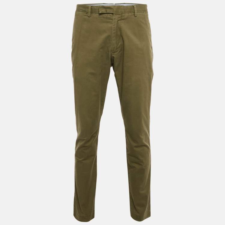 Pre Owned Polo Ralph Lauren Green Gabardine Cotton Slim Fit Chino Pants XL