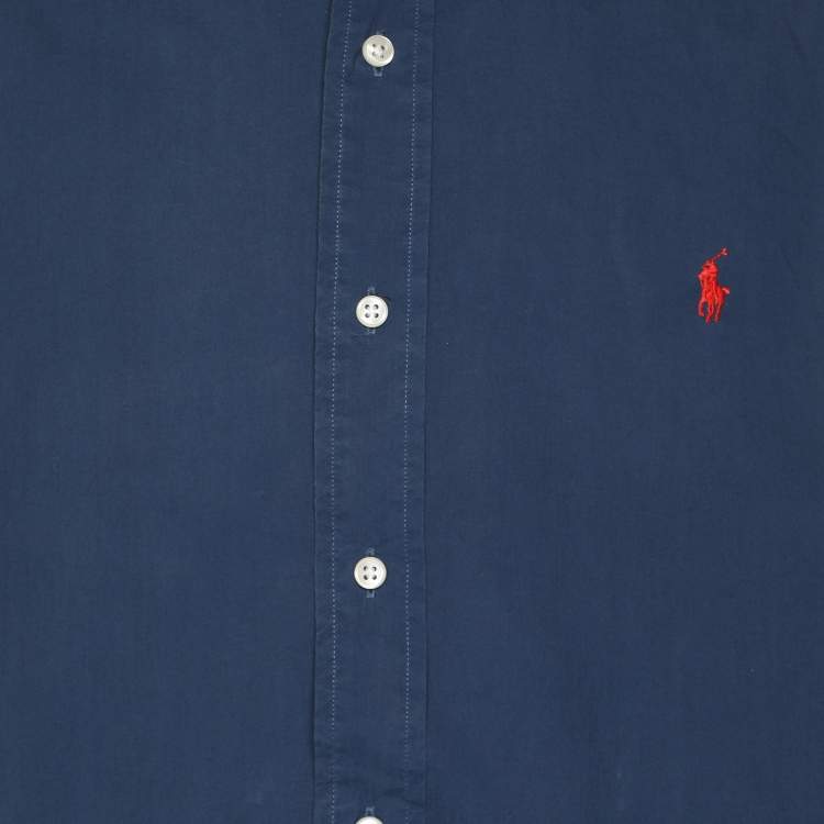 Pre Owned Polo Ralph Lauren Blue Cotton Button Front Shirt XL