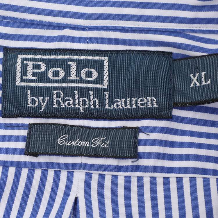 Pre Owned Polo Ralph Lauren Blue/White Striped Cotton Button Front Shirt XL