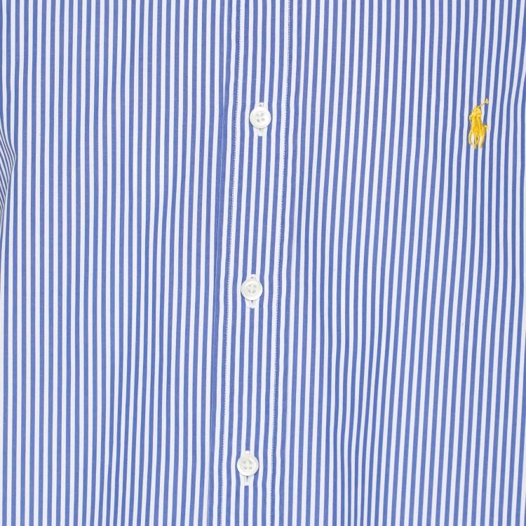 Pre Owned Polo Ralph Lauren Blue/White Striped Cotton Button Front Shirt XL
