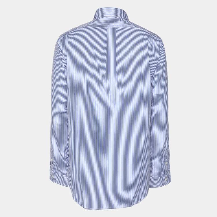 Pre Owned Polo Ralph Lauren Blue/White Striped Cotton Button Front Shirt XL