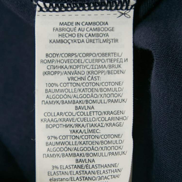 Pre Owned Polo Ralph Lauren Navy Blue Cotton Knit Zip-Up Contrast Trimmed Jacket M