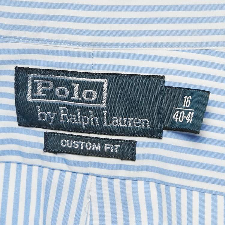 مملوكة مسبقًا Polo Ralph Lauren Blue Stripe Cotton Button Down Shirt L