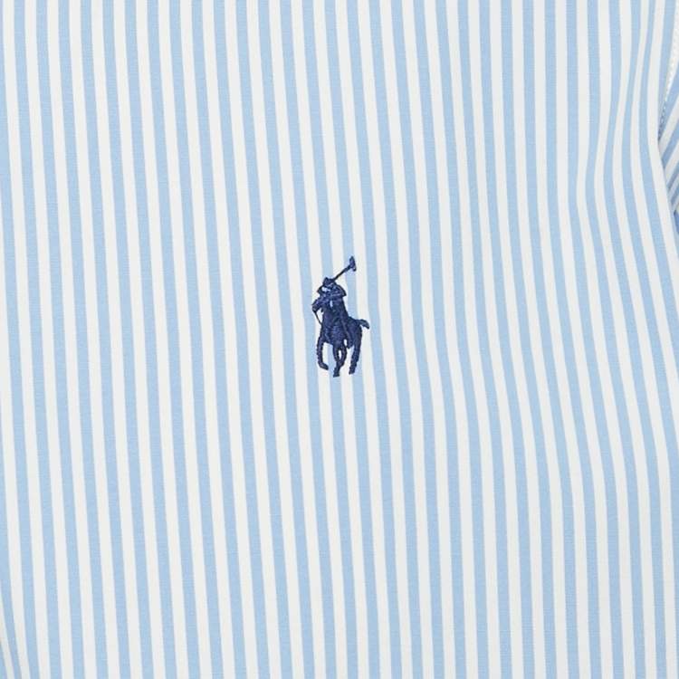 مملوكة مسبقًا Polo Ralph Lauren Blue Stripe Cotton Button Down Shirt L