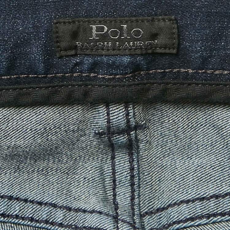 Pre Owned Polo Ralph Lauren Blue Distressed Denim Jeans L Waist 34"