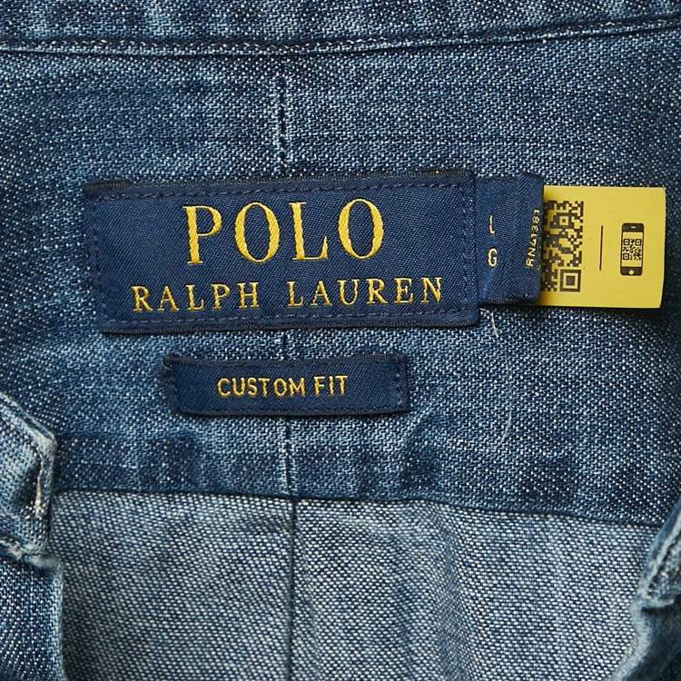 Pre Owned Polo Ralph Lauren Denim Blue Button Down Oversized Shirt L