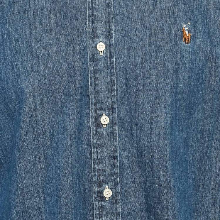 Pre Owned Polo Ralph Lauren Denim Blue Button Down Oversized Shirt L