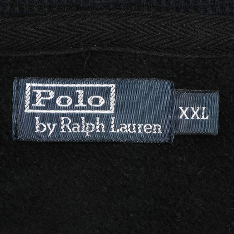 Pre Owned Polo Ralph Lauren Dark Grey Cotton Knit Zip Hoodie XXL