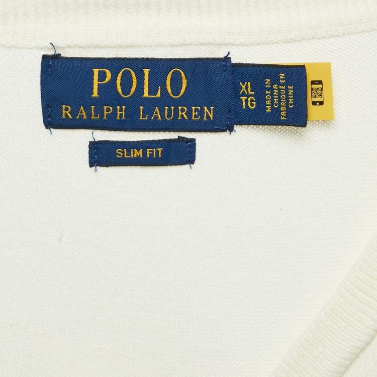 Pre Owned Polo Ralph Lauren Yellow Cotton V-Neck Sweater XL