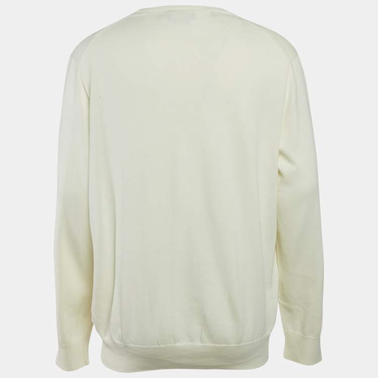 Pre Owned Polo Ralph Lauren Yellow Cotton V-Neck Sweater XL