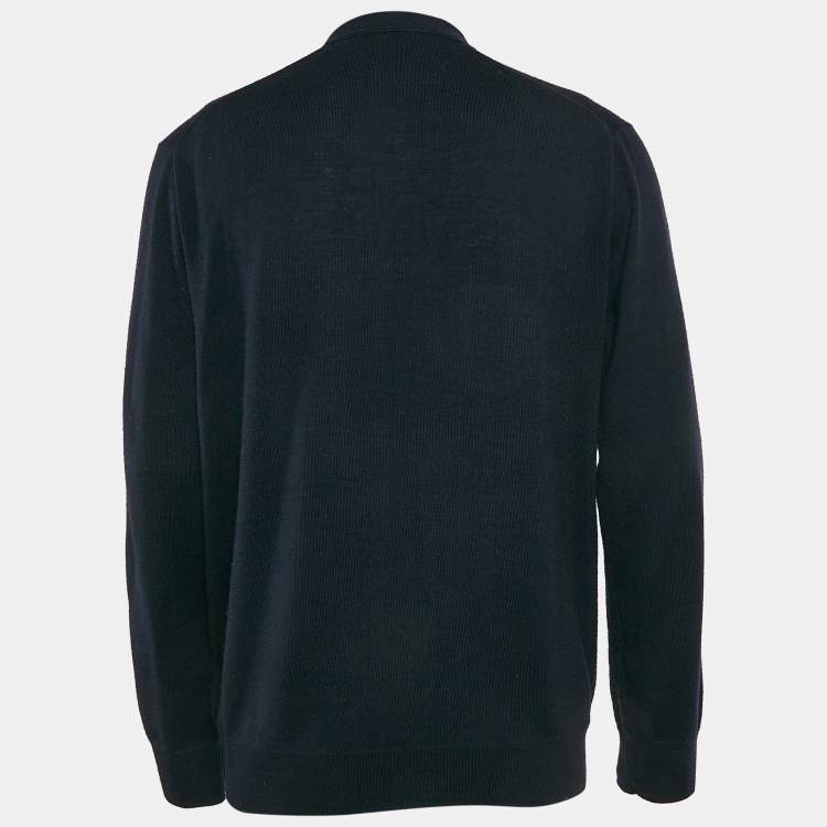 Pre Owned Polo Ralph Lauren Navy Blue Wool Knit Cardigan L