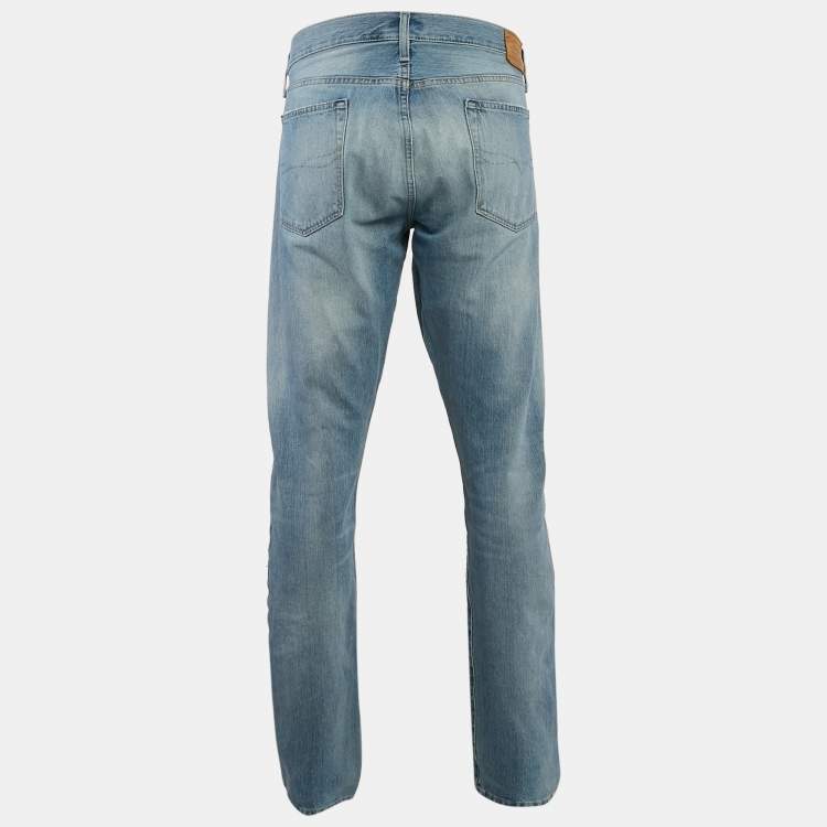 Pre Owned Polo Ralph Lauren Blue Faded Denim The Sullivan Slim Jeans XL Waist 36"