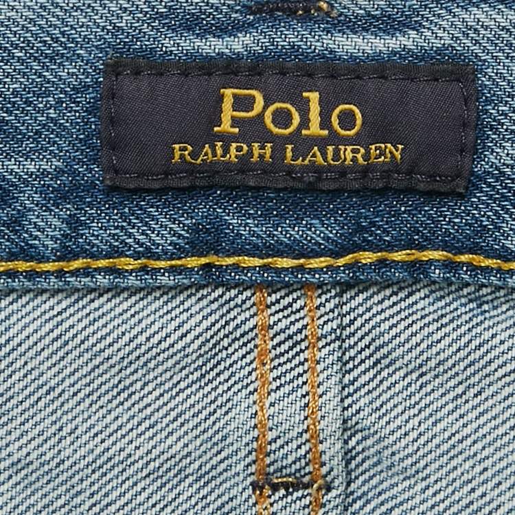 Pre Owned Polo Ralph Lauren Blue Faded Denim The Sullivan Slim Jeans XL Waist 36"