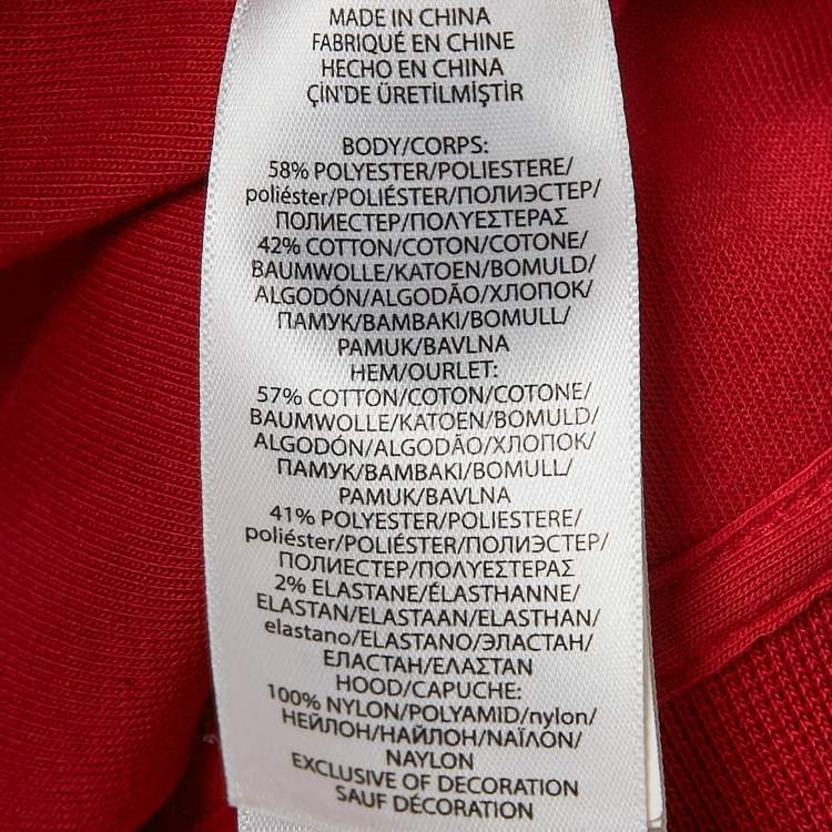 Pre Owned Polo Ralph Lauren Red Printed Cotton Blend Knit Sleeveless Hooded Jacket L