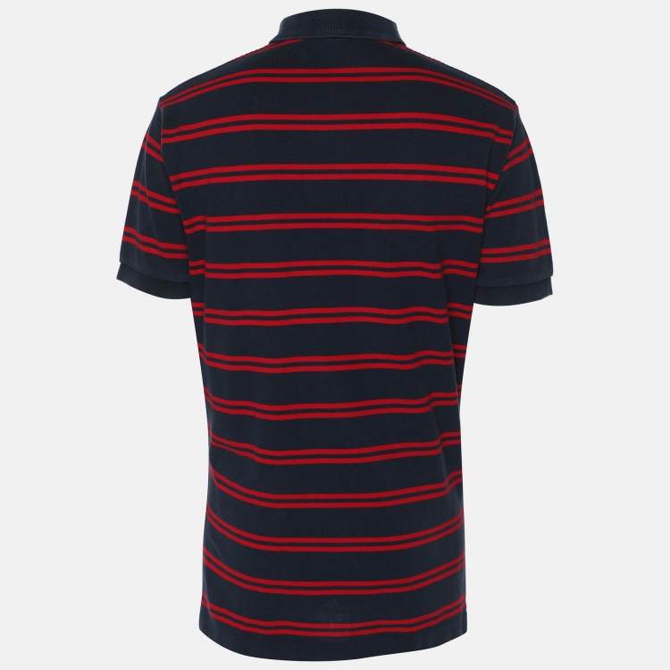 Pre Owned Ralph Lauren Navy/Red Embroidered Cotton Polo T-Shirt M