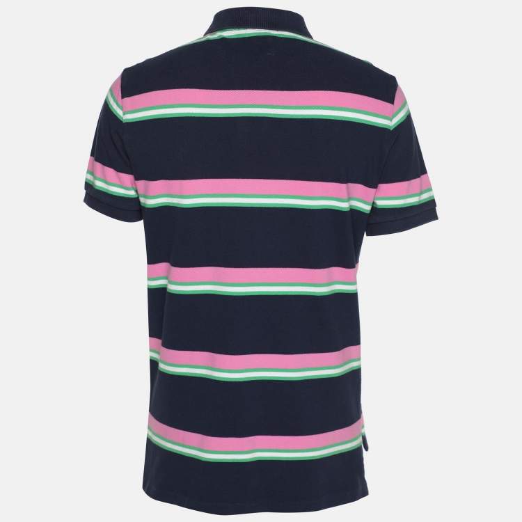 Pre Owned Polo Ralph Lauren Multicolor Stripe Cotton Pique Polo T-Shirt M